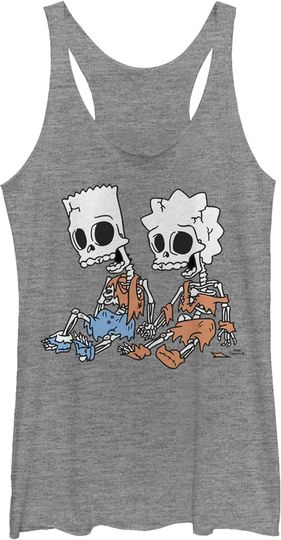 Fifth Sun Simpsons Skeleton Bart and Lisa Women's Racerback Tank Top