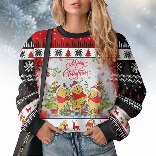 Discover Winnie The Pooh Christmas Sweater, Pooh And Friends Christmas Shirt, Unisex Ugly Xmas Sweater, Kids Sweater, Disney Christmas Sweater