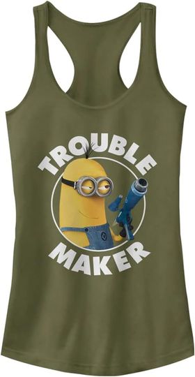 Discover Fifth Sun Women's Minions Trouble Maker Graphic Racerback Tank Top