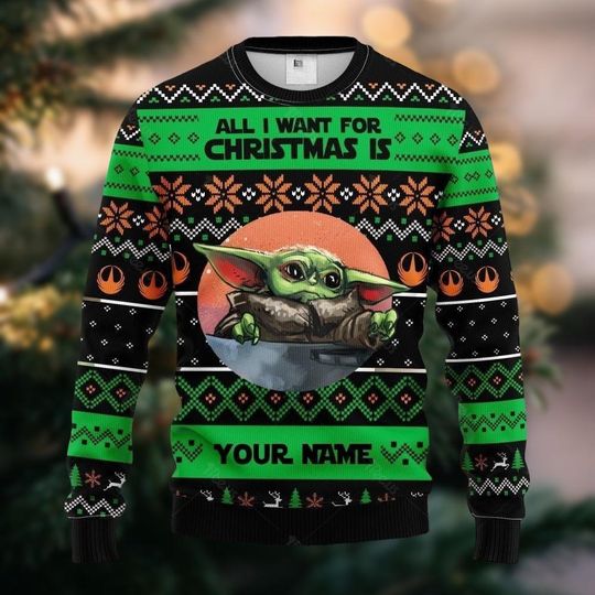 Discover Personalized Star Wars Baby Yoda Christmas Sweater, Star Wars Christmas Sweater, Disneyland Family Sweater, Funny Xmas Holiday Sweater