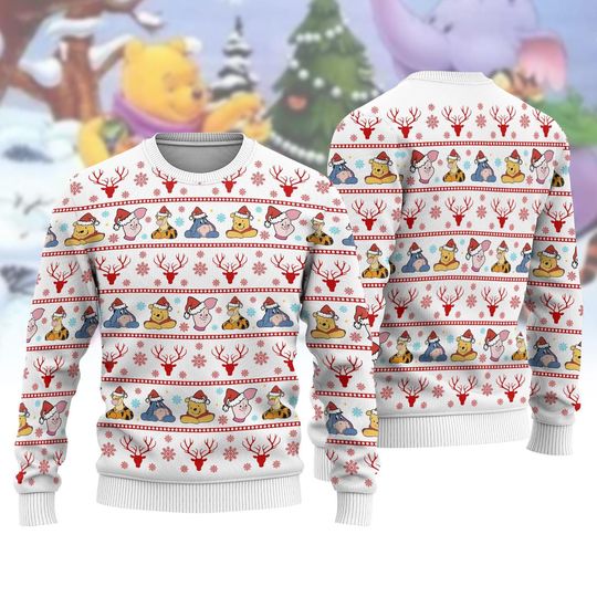 Discover Winnie The Pooh Christmas Sweater, Eeyore Tigger Piglet Xmas Sweater, Disneyland Sweater, Disney Sweater, Disney World Holiday Sweater