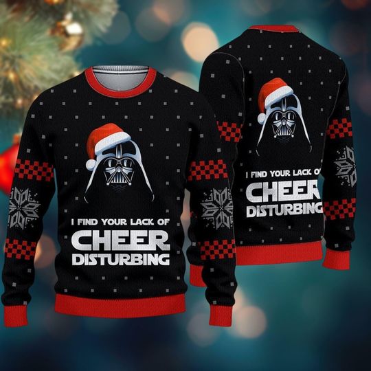 Discover Star Wars Christmas Sweater, Disney Xmas Sweater, Funny Darth Vader Santa Sweater, I Find Your Lack Of Cheer Disturbing, Gift For Him
