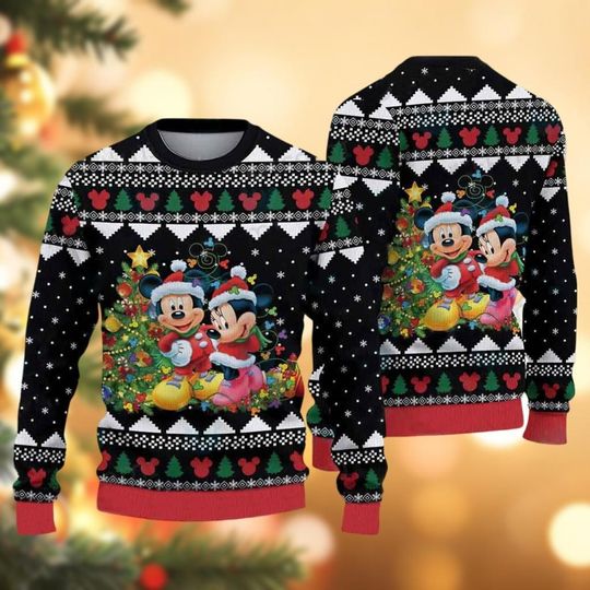 Discover Mickey And Minnie Ugly Christmas Sweater, Couple Sweater, Disney Movie Cartoon Xmas Sweater, Disneyland Holiday Sweater, Disneyworld