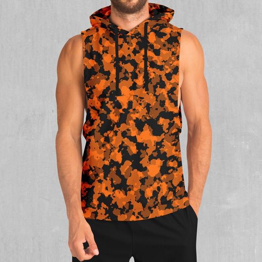 Savage Orange Camo Sleeveless Hoodie for Women