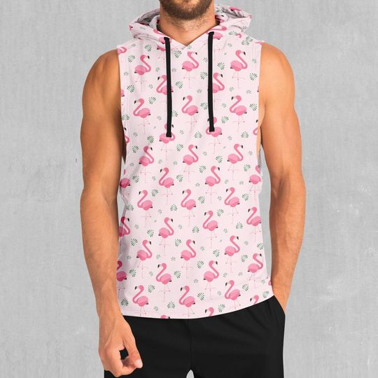 Flamingo All-Over Print Women's Sleeveless Hoodie