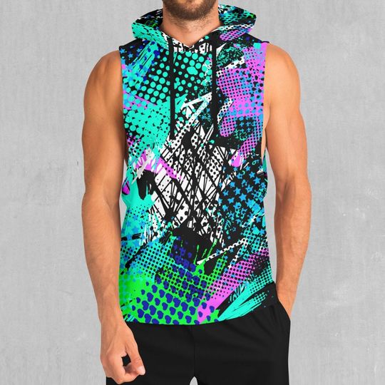 Electric Avenue Retro Pastel Abstract Women's Sleeveless Hoodie