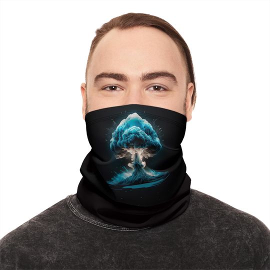 Discover Neck Gaiter, Gamer Gift, Nuclear Explosion Design, Camping Gear, Tube Scarf, Winter Face Covering