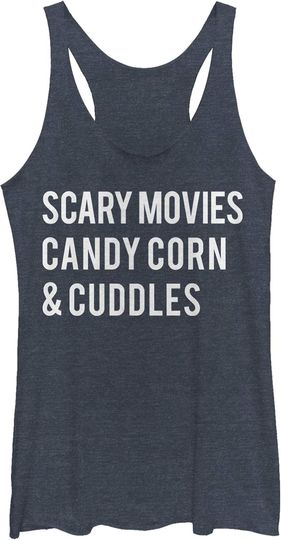 Fifth Sun Chin Up Scary Movies Women's Racerback Tank Top, Black Heather, Small