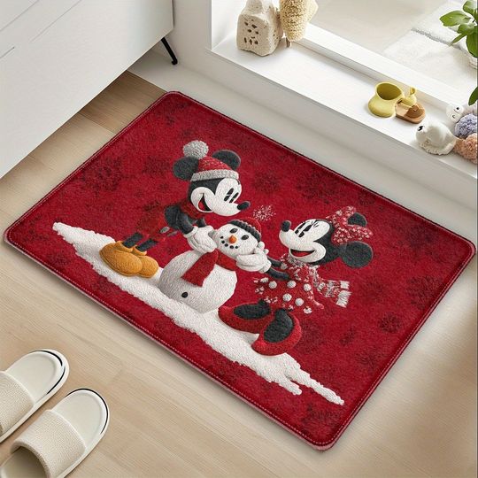 Discover Disney Mickey and Minniee work together to create a cute Christmas snowman door mat to add a happy Christmas atmosphere