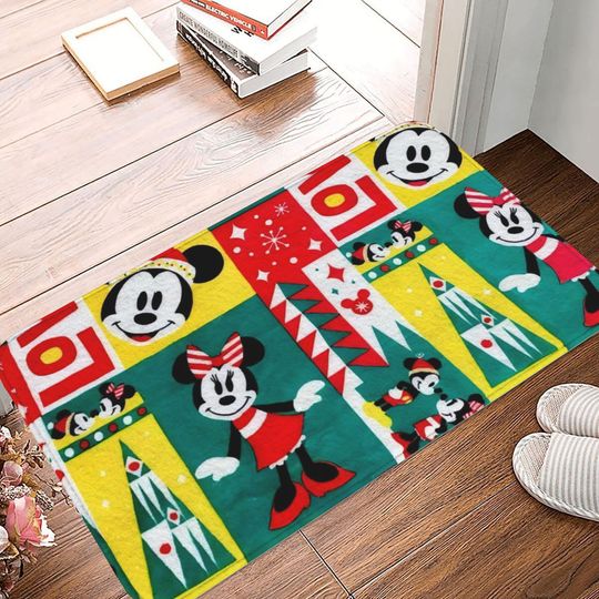Discover Disney Mickey and Minniee Christmas Carnival, absorbent Door mat adds color to the home