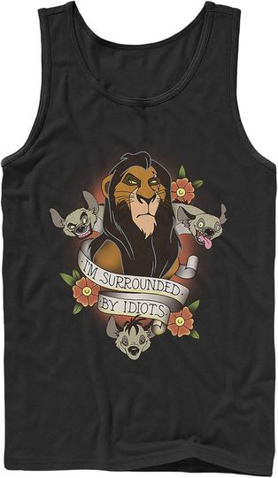 Discover Men's Lion King Scar Surrounded by Idiots Tattoo Tank Top