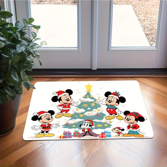 Discover Disney Mickey family happy Christmas, cute Door mat welcomes the holiday