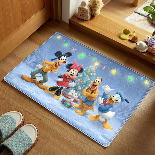 Discover Disney stars enjoy Christmas, a dream door mat decorated with colorful lights