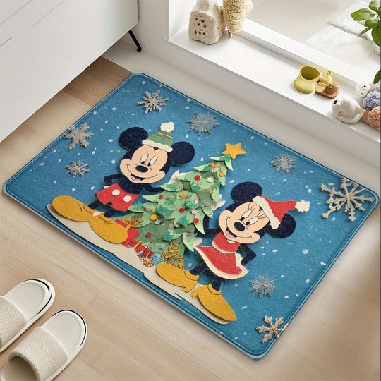 Discover Disney Mickey Minniee will accompany you to enjoy Christmas, and the cute Christmas door mat will light up the house