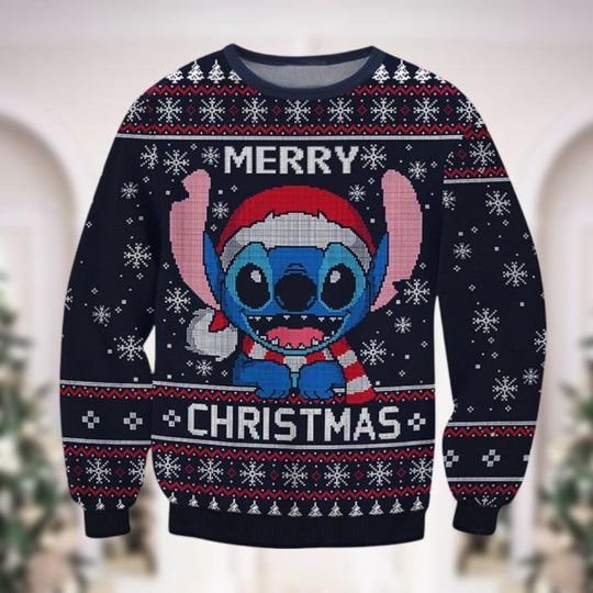 Discover Lilo And Stitch Ugly Christmas Sweater, Ohana Merry Christmas Sweatshirt, Disney Stitch Xmas Shirt, Magic Kingdom Merch, Gift For Fan