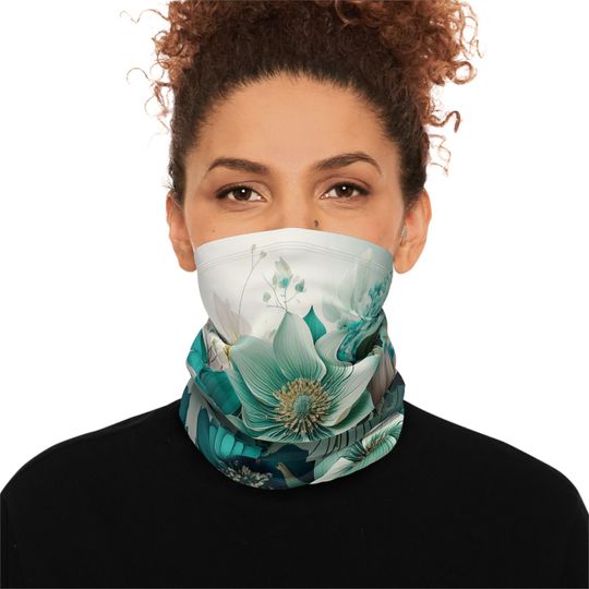 Floral Fleece Neck Gaiter: Drawstring Winter Accessory