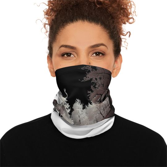 Snow Forest Neck Gaiter: Fleece Drawstring Balaclava