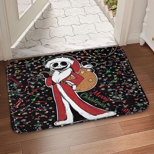 Discover Disney Christmas Eve Horror Skeleton Jack Wonderful Christmas Door Mat: Black Background Decoration