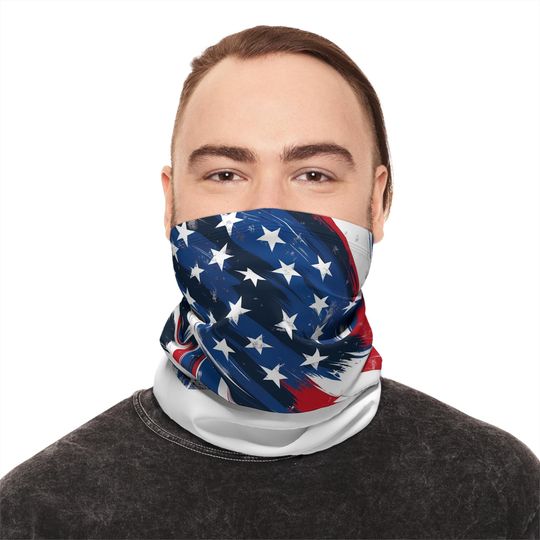 Discover American Flag Neck Gaiter: Patriotic Winter Face Cover with Drawstring