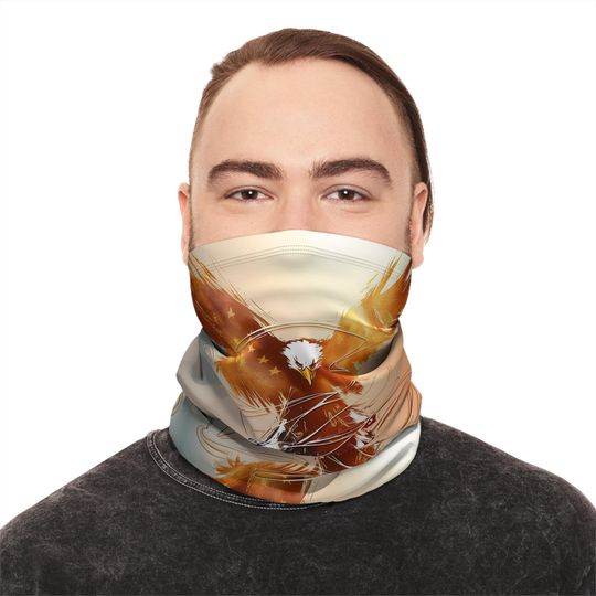 Discover Eagle Print Winter Neck Gaiter: Unisex Fleece Drawstring Scarf
