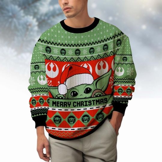 Discover Christmas Yoda Star Wars Ugly Sweater, Disneyland Christmas Sweater, The Mandalorian Shirt, Christmas Sweater Men, Christmas Vacation