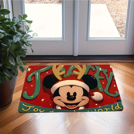 Discover Disney Mickey Christmas Cute Door mat: overflowing with joy “Joy”, decorate the Christmas door court