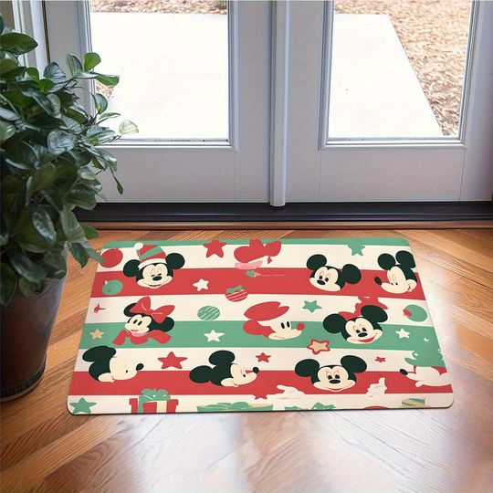 Discover Disney Mickeyy Minnie Christmas Carnival, Happy Party on the door mat