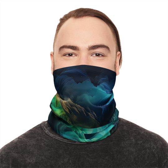 Cloudy Volcano Winter Neck Gaiter With Drawstring