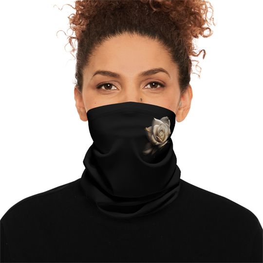 Winter Neck Gaiter: Fleece Flower Face Mask with Drawstring