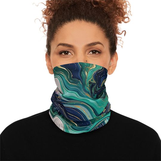 Discover Swirling Winter Neck Gaiter: Fleece-Like Polyester Blend, Adjustable Drawstring