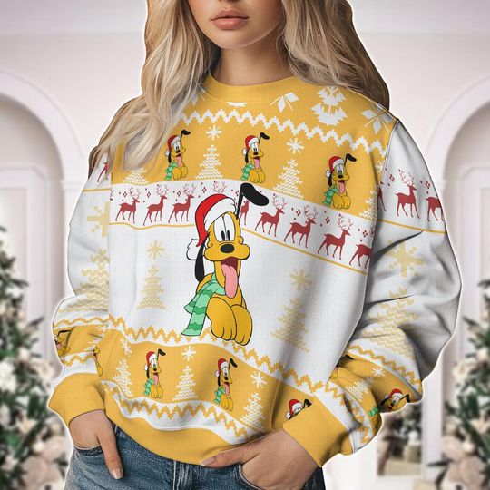 Discover Pluto Ugly Christmas Sweater, Mickeys Friend Christmas Sweatshirt, Magic Kingdom Shirt, Disneyland Holiday Sweater, Disney Xmas Gift