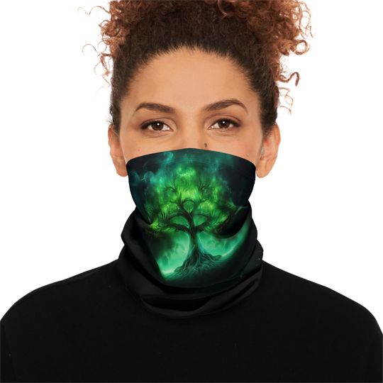 Tree Design Neck Gaiter: Fleece Winter Tube Scarf