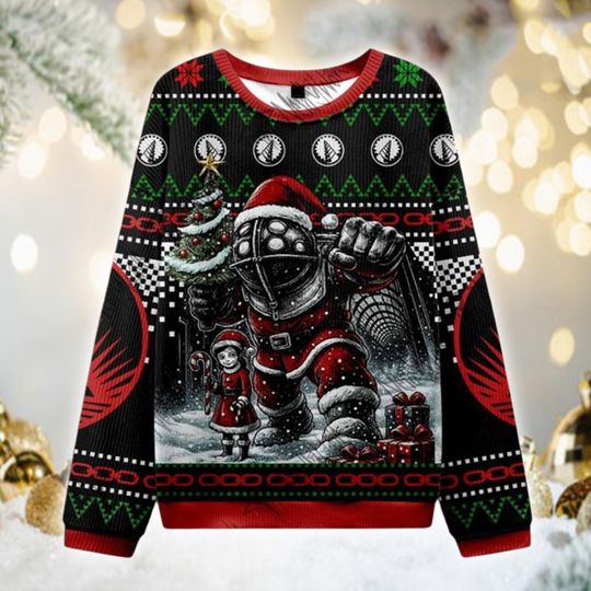 Discover Retro Deep Sea Santa Sweater, Gothic Diver Holiday Jumper, Ugly Christmas Pullover for Men & Women, Unique Festive Gift Idea