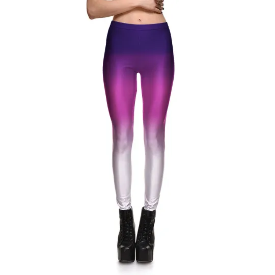 Discover Women Gradual Color Printed Slim Fitness Leggings