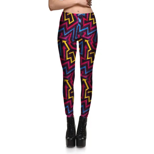 Discover Women Colorful Arrow Lines Printed Slim Elastic Leggings
