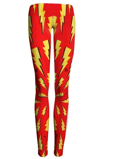 Discover Women’s Yellow Lightning Printed Leggings, Slim Fit, Elastic