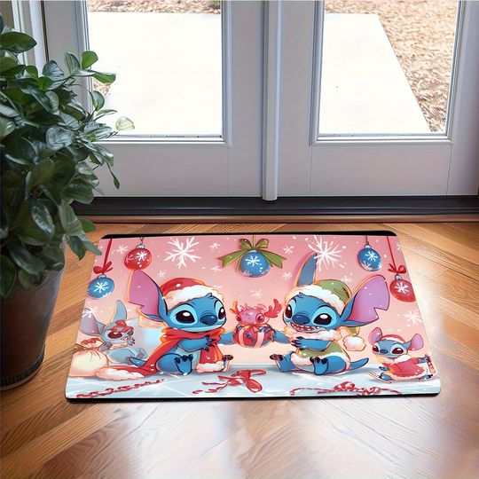 Discover Disney Stitch Family's Christmas Carnival Doormat: Cute and Fun New Year Welcome