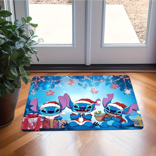 Discover Disney Stitch Christmas Carnival Doormat: Cute Fun is coming, happy to enter the house