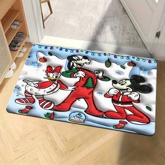 Discover Disney's Big Three Christmas Song Doormats: Donald Duck, Goofy and Mickey's Winter Fun