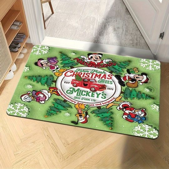 Discover Disney Mickey's Christmas Greenwood Farm: Happy and Cute Christmas Doormat