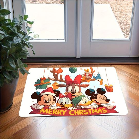Discover Disney Cute Christmas Doormat: Mickey and his Partner's Happy Christmas Tribute