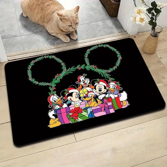Discover Disney Partners Christmas Surprise Doormat: Mickey and his Partners' Happy Gift Time