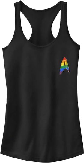 Discover Fifth Sun Women's startrek2020: Discovery Pride Badge Junior's Racerback Tank Top