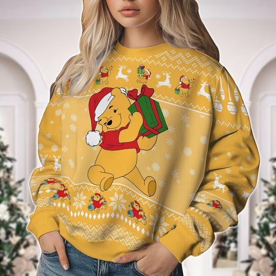 Discover Winnie The Pooh Ugly Christmas Sweater, Disney Christmas Sweatshirt, Magic Kingdom Holiday Sweater, Disneyland Trip Shirt, Funny Gift