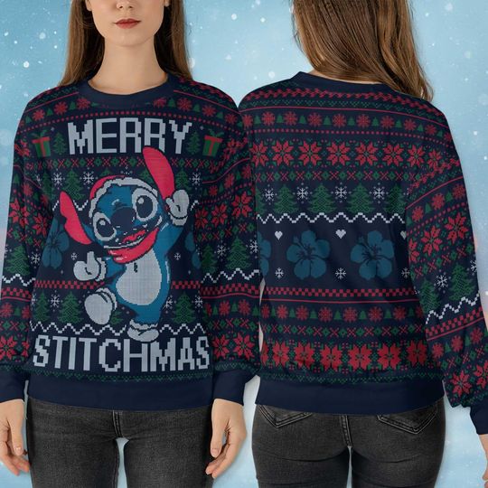Discover Disney Stitch Ugly Sweater, Stitch Santa Holiday Sweatshirt, Disney Stitch Xmas Sweater, Disneyland Vacation Shirt, Kids Disney Sweater