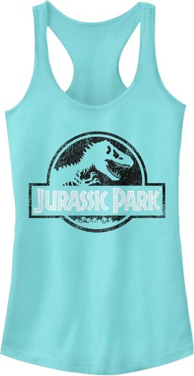 Fifth Sun Jurassic Park Jpark Vintage Logo Solid Women's Racerback Tank Top