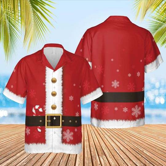 Discover Santa Hawaiian Christmas Shirt, Tropical Santa Holiday Button Up
