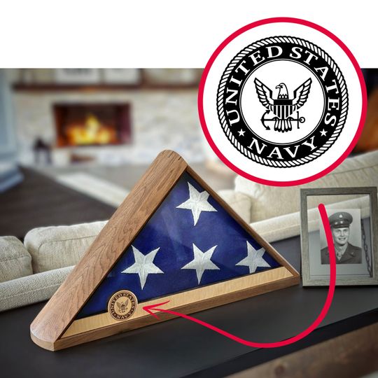 US NAVY Emblem Seal Flag Display Case