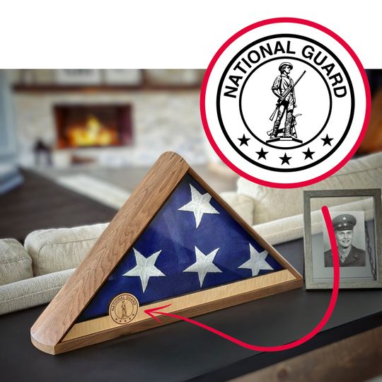 NATIONAL GUARD Logo Emblem Seal Flag Display Case