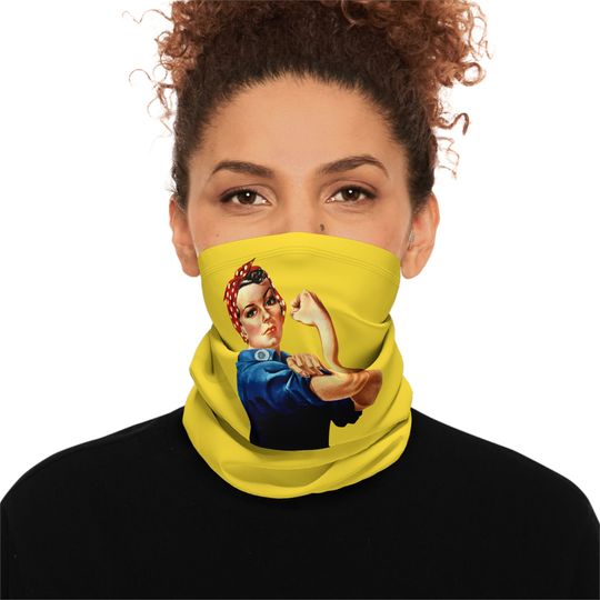Rosie the Riveter Winter Neck Gaiter With Drawstring - We Can Do It